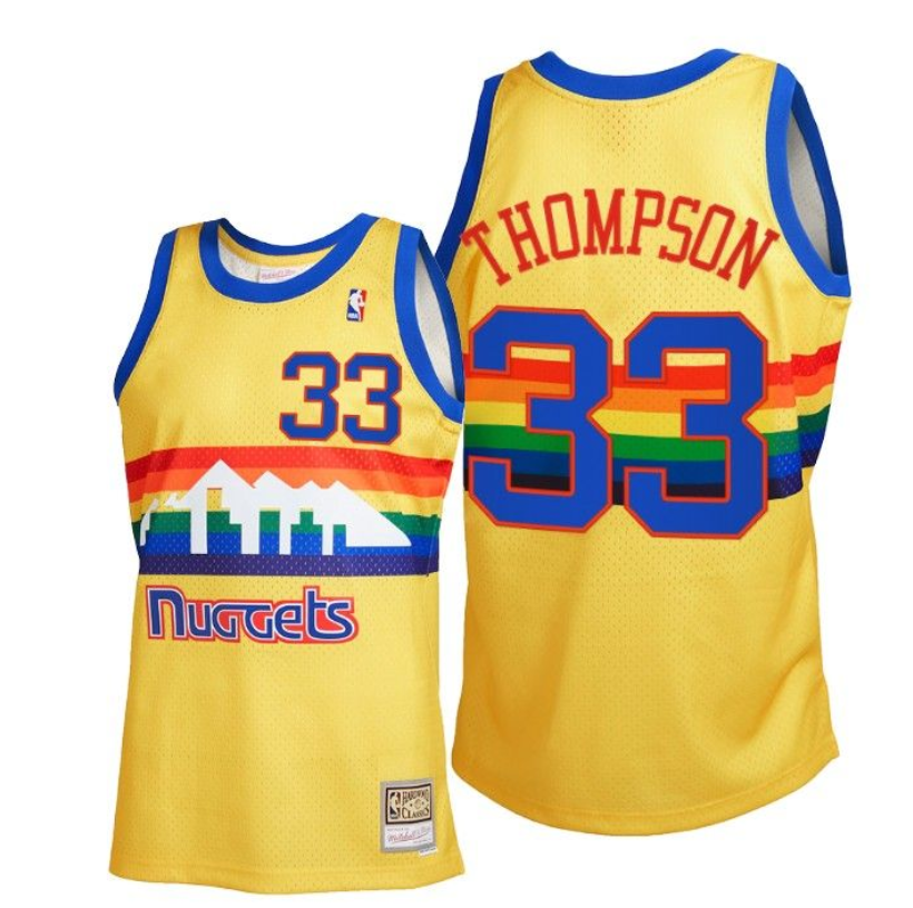 Men Denver Nuggets 33 David Thompson Gold 2021 Reload 2.0 Throwback Jersey